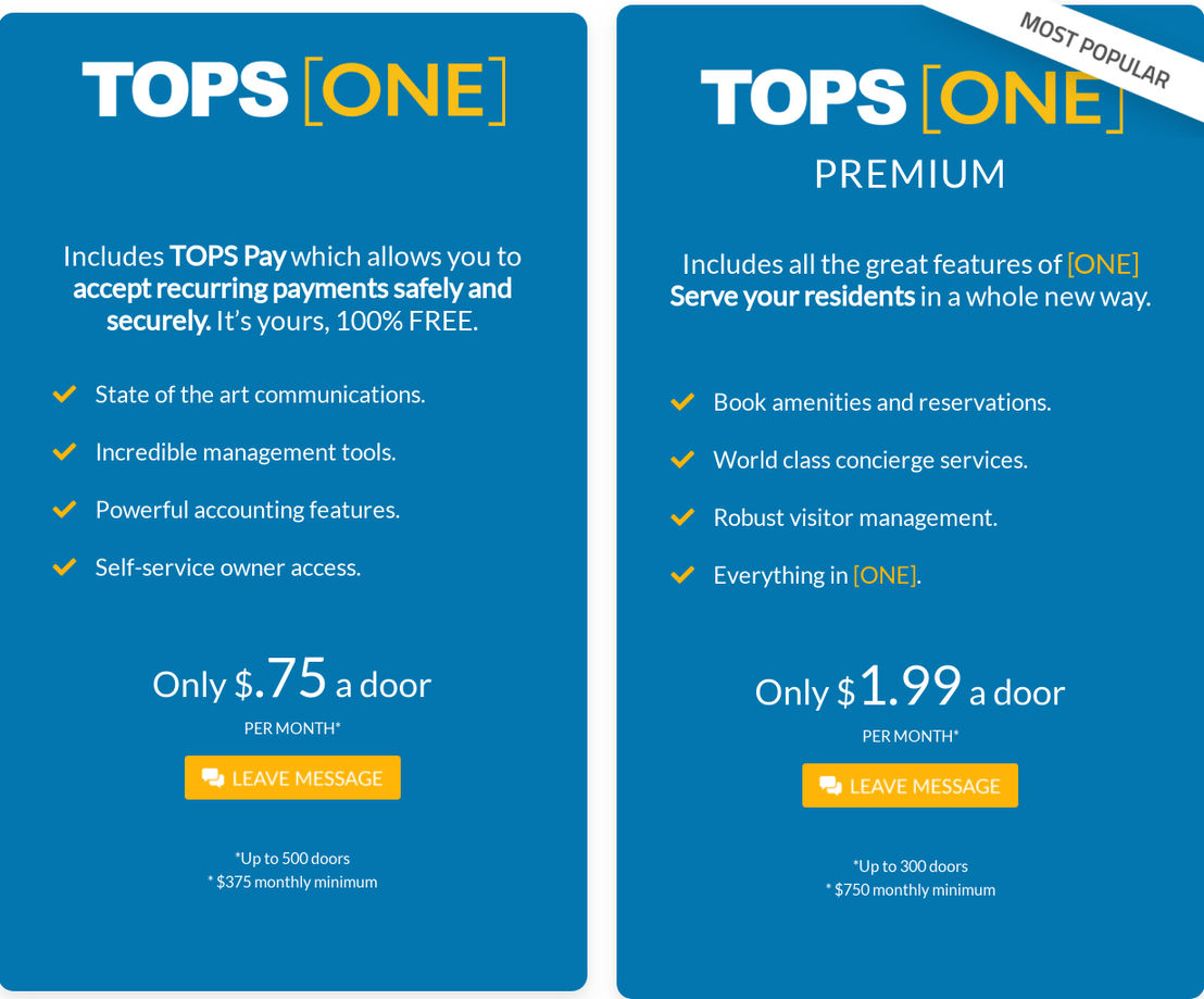 TOPS [ONE] pricing